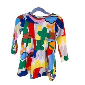 H&M Kids Girls Long Sleeve Dress Abstract Art Print‎ Size 3T 4T